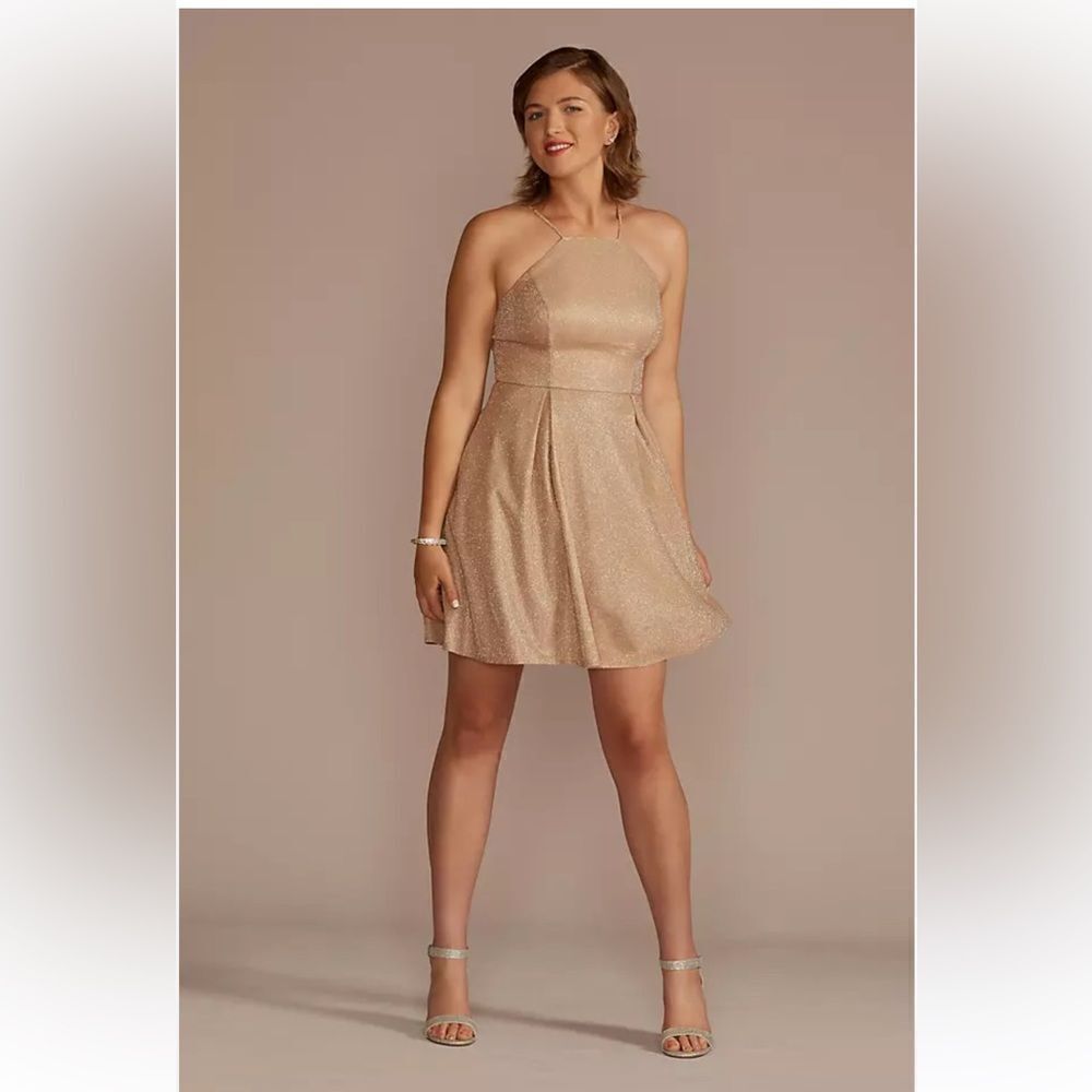 Jules & Cleo glitter high-neck short a-line dress NWT